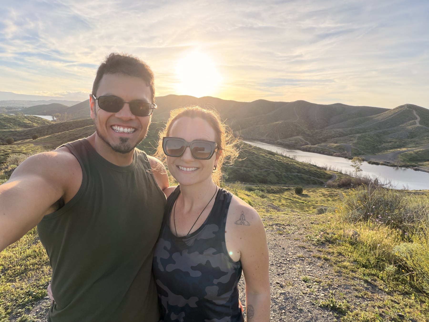 Ana and her husband, owners of Healthy Snacks SoCal, on a sunset hike in the Southern California hills